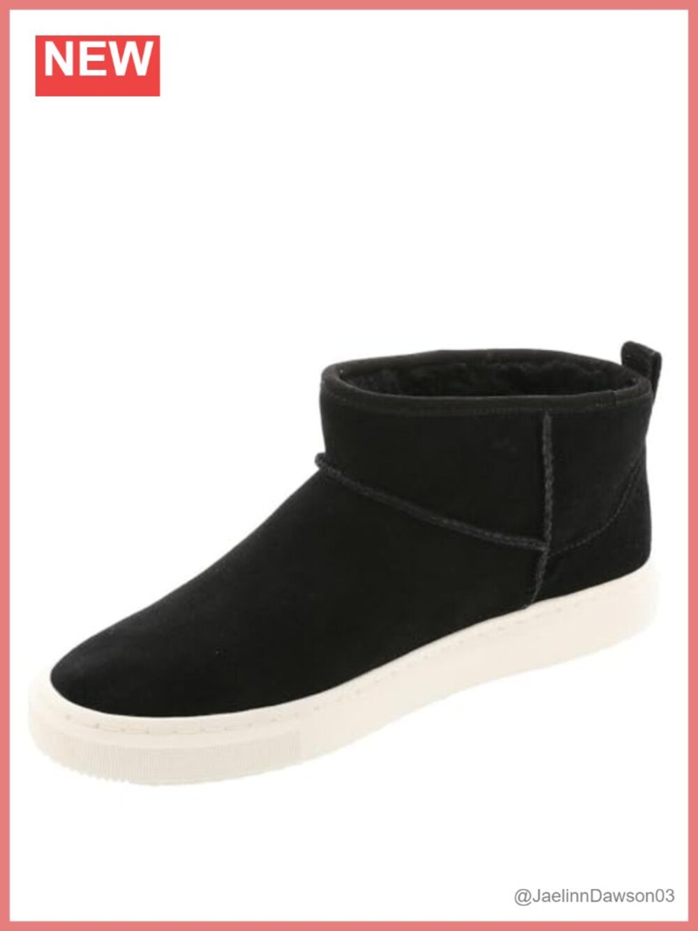 UGG Style Suede Ankle Bootie with Sheepskin Lining Pull-On Winter Boots
